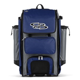 Boombah Catchers Superpack Hybrid Rolling Bat Bag - BM-9060C23 Gray/Royal Blue - Wheeled & Backpack Version