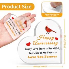 Happy Anniversary for Women Men Couple Gift for Husband Wife Heart Shaped Acrylic Decor Girlfriend Boyfriend Valentine's Day Gift Engagement Gift for Couple Acrylic Sign Gift Funny Home Ornament Gift
