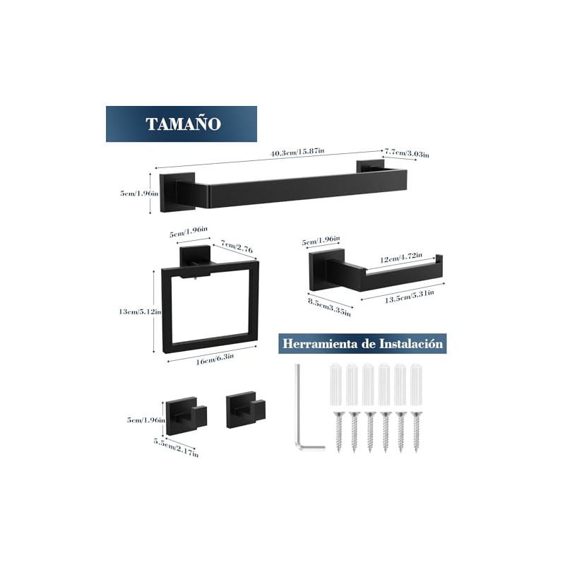5 Pcs Acero Inoxidable Accesorios para Baño, Juego de Accesorios