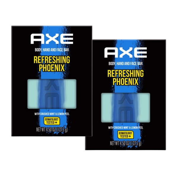 Axe Hand and Face Soap Bar Refreshing Phoenix, 2-Pack of 4.5 Oz Ea