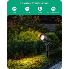 EDISHINE Low Voltage LED Landscape Lights with 35° Beam Angle, 3.2W 240LM 3000K Outdoor Landscape Lighting, CRI 80, Waterproof SpotLights for Trees, House, Yard, Garden, ETL Listed, 4 Pack