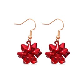ZHOUMEIWENSP 1 Pair Christmas Elk Earrings Holiday Xmas Bow Christmas Tree Earring for Women Red Festive Drop Dangle Earring Studs Christmas Jewelry Gifts (Red flower ball)