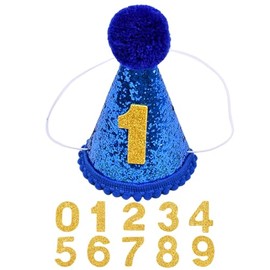 SOMUSICTY 1st Birthday Crown for Kids, Reusable First Birthday Party Hat Crown 1st Happy Birthday Hat, Baby Photo Props, Birthday Party Tiara Headbands Gifts for Boys Girls Dogs Cats