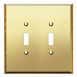 LIDER Reflective Acrylic Toggle Switch Wall Plate, Mirrored Double Light Switch Cover, Plexiglass Cover Plate, Acrylic Glass, Oversized 2-Gang 5.25" x 5.25", LWP-12O-AGD, Gold