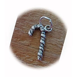New Sterling Silver 3D 17x9mm Candy Cane Holiday Christmas Charm CII0910SEE