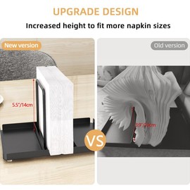 STWWO Napkin Holder Black, Metal Napkin Holder with Caddy for Salt and Pepper Shakers, Napkin Dispenser for Table, Kitchen Accessories, Napkin Holder for Decorating, Upgrade 14 cm