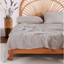 Tseapeni 100% Linen Sheets Queen Size Linen Bed Sheets,French Pure Linen Bedding Sheets Set Soft Breathable Cooling Fitted Sheet 16" Deep Pocket-4 Pieces(Linen,Queen)