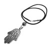 Extra Large Hamsa Hand Evil Eye Protective Amulet Leather Necklace