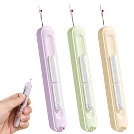 3 PCS Needle Threaders,Needle Threader Tool, 2-in-1 Needle Threader & Seam Ripper Toolr and Stitch Unpicker Tool Tools Suitable for Crafting,Knitting(Green+Purple+White)