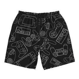 Lukbfall Video Game Controller Black Background Mens Swim Trunks Quick Dry Swim Shorts with Mesh Lining Breathable Men's Beach Pants Swimwear Bathing Suits,X-Large
