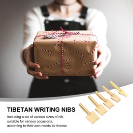 WOFASHPURET Calligraphy Pen Nib, 5pcs Calligraphy Nibs for Dip Pens, Flat Wide Nib Pen Tip, Manga Fountain Pens Nib Replacement, Comic Dip Pen Set Brass Flat Head for Writing, Painting, Signing