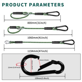 Dakzhou 3.91ft(47") Heavy Duty Tree Swing Rope Hammock with Large Carabiner,Tree Swing Hanging Strap,Adjustable Extendable,for Outdoor Swing Hammock Climbing Playground Set Accessories,Green