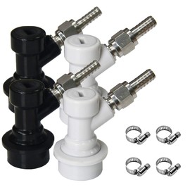 Ball Lock Keg Disconnect Set - LUCKEG Brand Ball Lock MFL Disconnects with Stainless Steel Swivel Nuts and Worm Clamp 2 Pairs