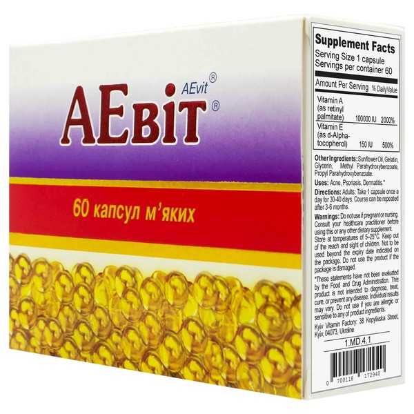 AEvit (A 100,000 IU and E Vitamins Complex) 60 softgels (1)