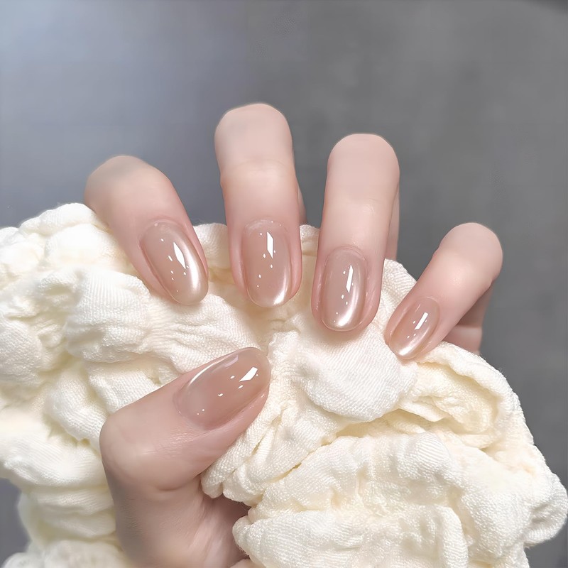 [NEURAD]ネイルチップ 24枚入 ワンカラー アイスクリアキャットアイ付け爪 ～磁石 春夏 人気 和風 かわいい シンプル