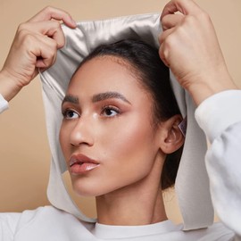 Belsen Satin Bonnet Silk Bonnet Sleep Cap Satin Lined Slouchy Beanie Night Sleeping Hat Adjustable for Curly Hair (White)