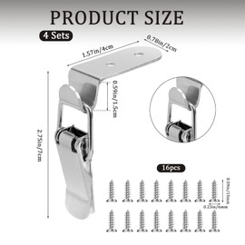90 Degree Tool Box Hood Locks Latches, Stainless Steel Box Latch Toggle Catch Lock, Cabinet Latch Hardware Corner Latch, Generic 90 Degree Latch for Box Cabinet Door Barn(4 Sets)