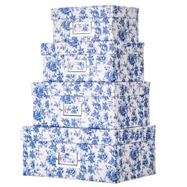 Set of 4 Celadon Gift Box Gift Box Cardboard with Lid Gift Box Rectangular Gift Boxes Jewellery Boxes Cardboard Birthday Party Celebrations Gift Box Blue/White