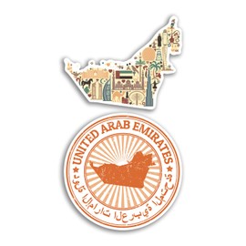 2 x 10cm Wide United Arab Emirates Vinyl Stickers - Holiday UAE Landmarks Culture Map Travel Gift #78541