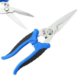 Multipurpose Heavy Duty Scissors, High Carbon Stainless Steel Shears with Fine Serrated Blades Easy to Cut Cable Notches,Non-Slip Comfort Handle, Cuts Wire, Carton,for Household Pruning, Office