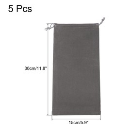 PATIKIL 30x15cm Microfiber Pouch, 5Pcs Soft Storage Drawstring Gift Bag for Glasses Wedding, Gray