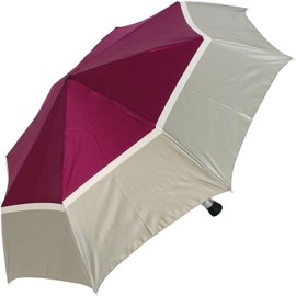 Doppler Manufaktur VIP Women's Pocket Umbrella Open/Close Automatic Satin Silver Border, Silver-Berry