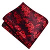 GUSLESON Red Tie for Men Floral Wedding Silk Necktie Pocket