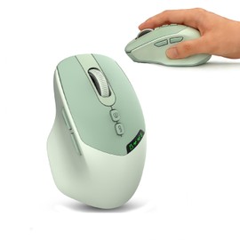 Samudgate Wireless Silent Bluetooth Mouse for Laptop - Rechargeable Dual-Mode 2.4G + Bluetooth, 7 Buttons, Ergonomic Design (Green)