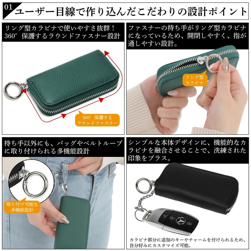 Negs-S Women's Men's Smart Key Case, Card Key Case, Compatible