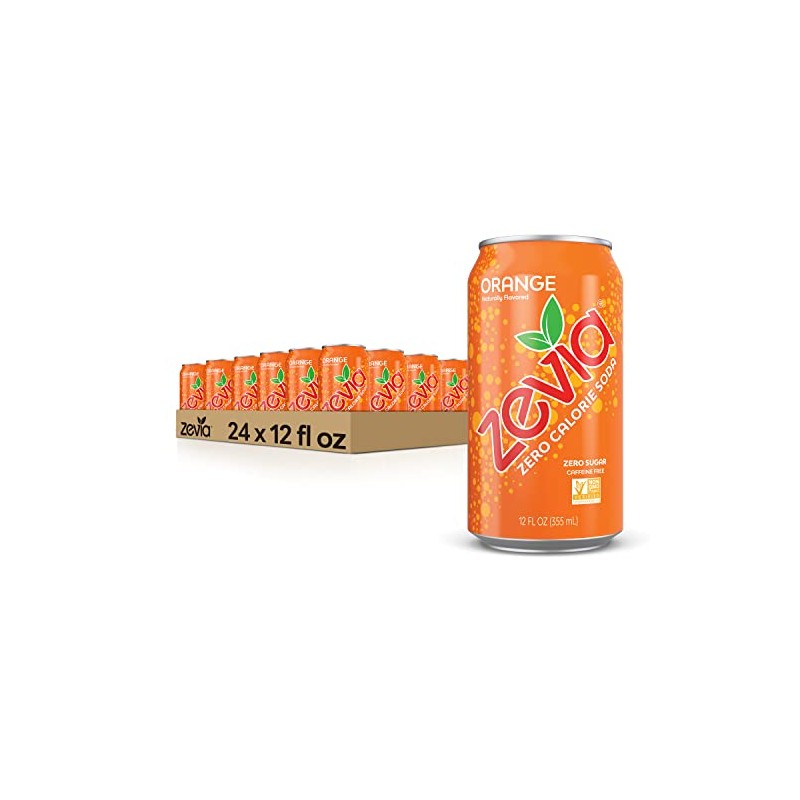 Zevia All Natural Soda, Orange, 12-Ounce Cans (Pack of 24),