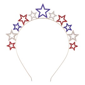 Soochat 4th of July Headband Rhinestone Patriotic Headband Crystal Star Hairband for Independence Day Party Hair Accessories