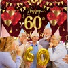 Red Black Gold 60th Birthday Banner Decorations for Men Women