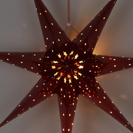 COM-FOUR® Luminous Star in 3D with LED Lighting in Warm White for Hanging, Sturdy Paper Star, Great Christmas Decoration (1 Piece, Red)