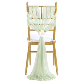 Sage Green Chair Sashes 24 Packs Dusty Blue Chair Bows Ties 8ft Long Aisle Chair Cover Decorations Draping Sheer Fabric for Party Banquet