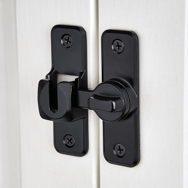 Barn Door Latches,Black 90/180 Degree Gate Lock,Zinc Alloy Right Angle