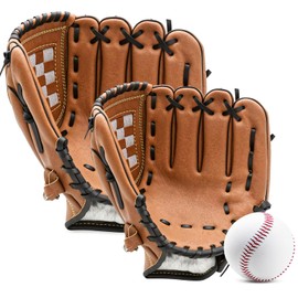 Jessfar Parent-Child Catch Ball 10.5+12.5 Inch with Practice Ball Baseball Glove Soft Right Throw Practice Beginner Catch Ball Set Parent Child Soft Faux Leather Shock Absorbing Pad Baseball Parent