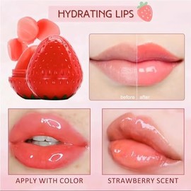 24 Bálsamos Labiales en Forma de Fresa, Extractos de Plantas Hidratantes para Labios Suaves y Protegidos, Manteca Labial Hidratante para Maquillaje de Mujeres y Niñas