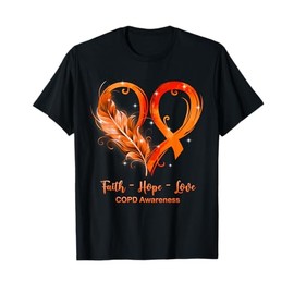 Orange Ribbon Heart Faith Hope Love COPD Awareness T-Shirt