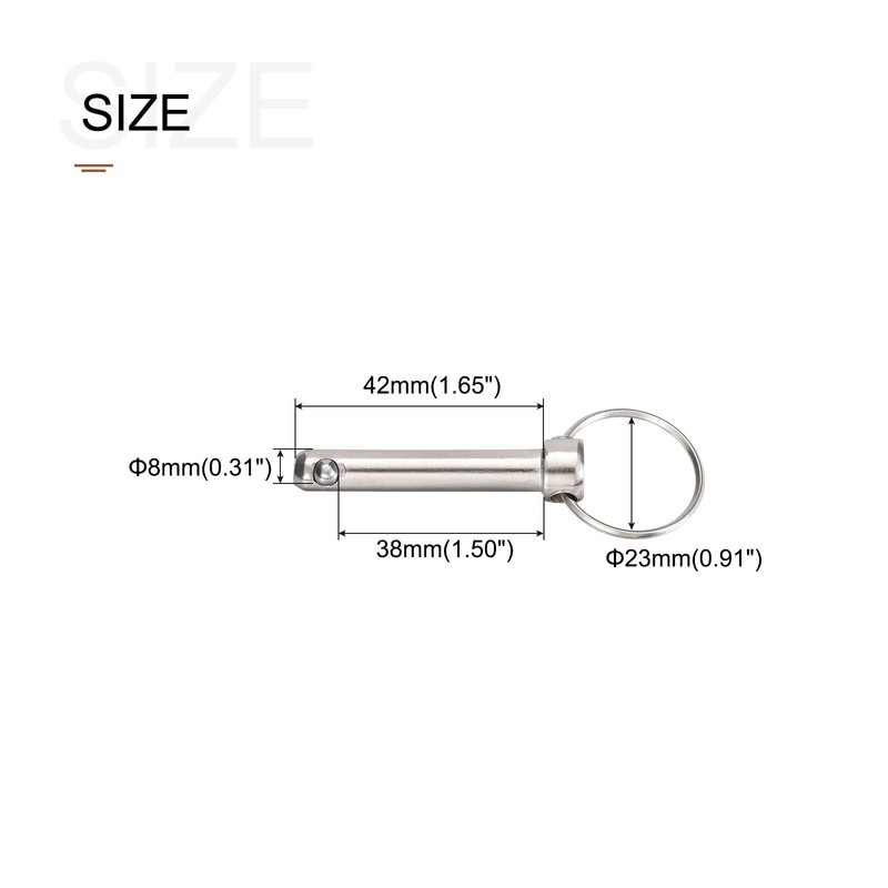 METALLIXITY Quick Release Pins (8mmx42mm) 2Pcs, Carbon Steel Pull Pin