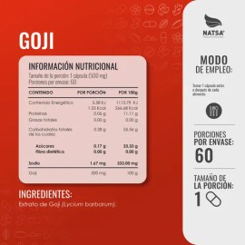 Goji 60 Cápsulas, Calidad Premium Sabor Natural