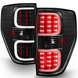 For 2009-2014 Ford F150 Pickup Truck Black LED Tube Tail Lights Brake Lamps Left and Right Pair Set