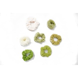 Mazani Paris Green Variety Pack Scrunchies for Hair, Hair Scrunchies for Women, Soft Scrunchy Hair Bands, 7 Pack