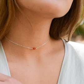Carnelian Dainty Choker in Sterling Silver