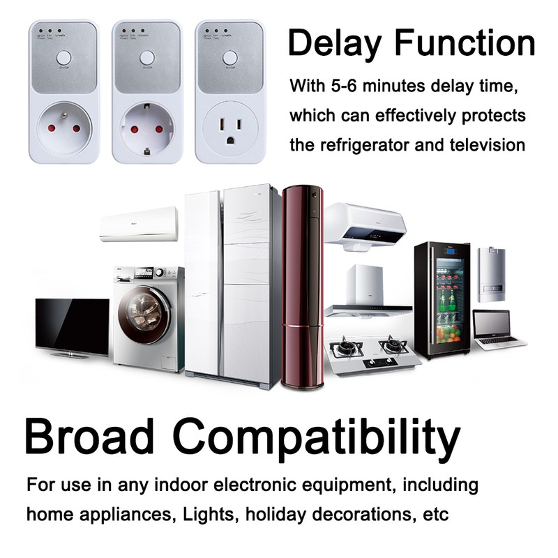 175-260V Voltage Protector 5-6 Minutes Relay Socket EU/FR/USA Plug Electrical