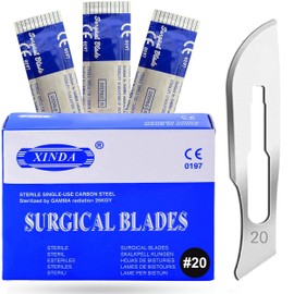 MuskalMed Disposable Scalpel Blades #20 Pack of 100, Size 20 Blades, High Carbon Steel Dermaplane Blades. Individually Wrapped Scapel Blade, Sterile