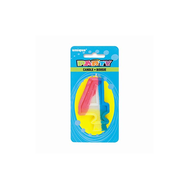 Rainbow Number 4 Birthday Candle, 1 Ct.