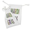Ambesonne Mardi Gras Fabric Pouch Set of 2, Lettering with