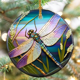Dragonfly Christmas Ornaments, Touber Dragonfly Hanging Ornament, Dragonfly Christmas Tree Ornaments, Dragonfly Holiday Decor, Gifts for Dragonfly Lovers, Dragonfly Theme Gifts - Pattern C