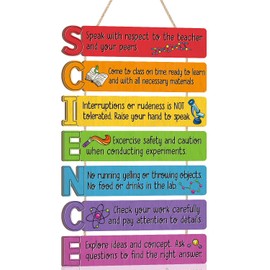 KAIRNE Science Wooden Sign,Chemistry Sign For Classroom Decor,Motivational Quotes Wall Decorations,Science Bulletin Board Decor,Class Rules Wooden Hanging Plaques for Teachers Must Have