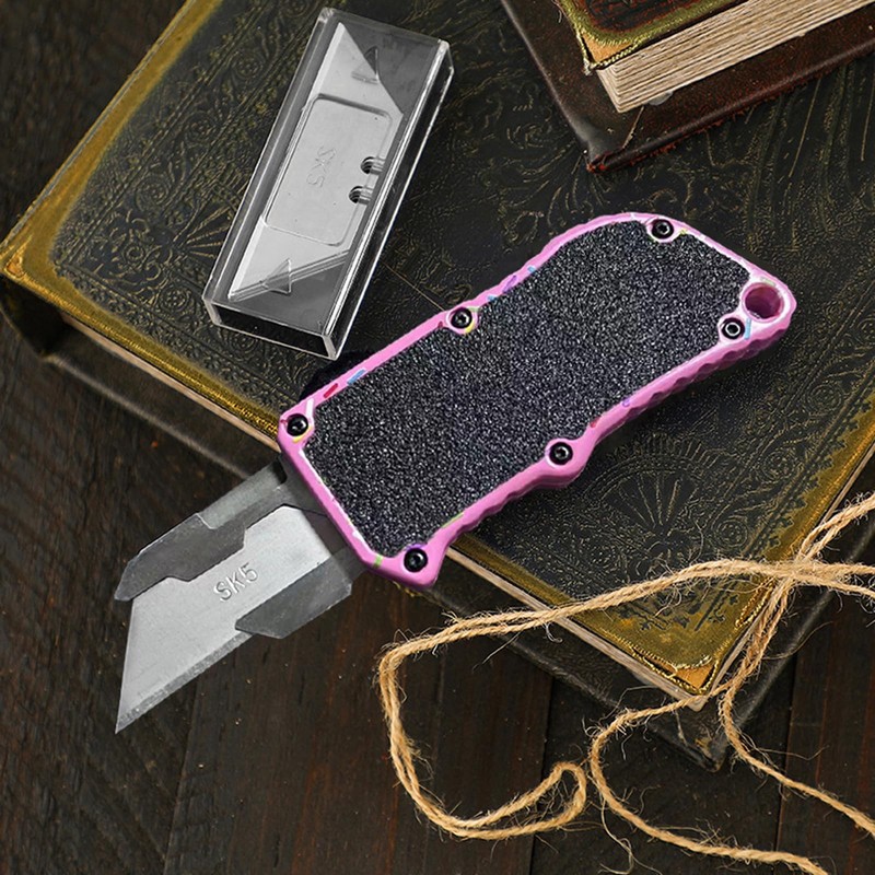 Caressolove Automatic Utility Knife, Premium Pink Retractable Box Cutter, Cute